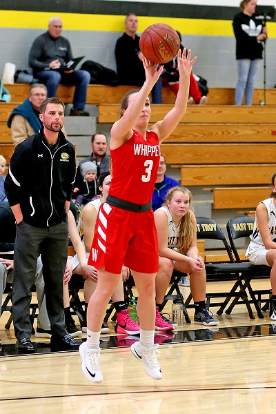 Jocelin Beecroft with her first of two consecutive made threes to begin the game. Jocelin ended the game with 9 points.