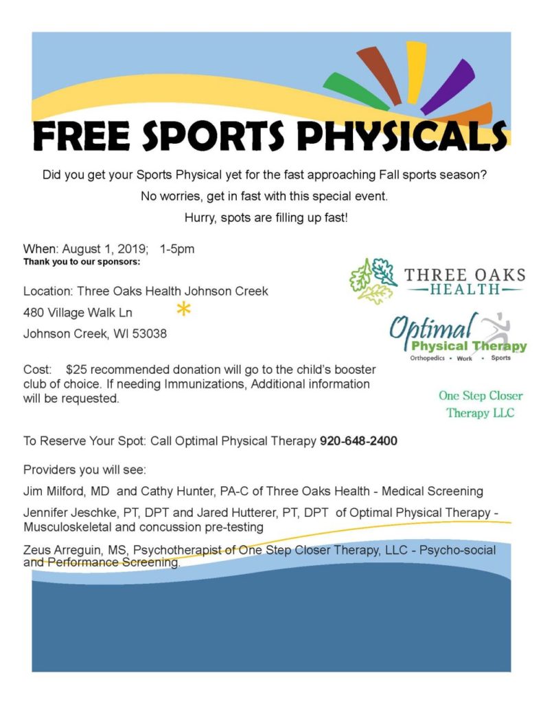 Free Sports Physicals Available for WHS Athletes Whitewater Banner