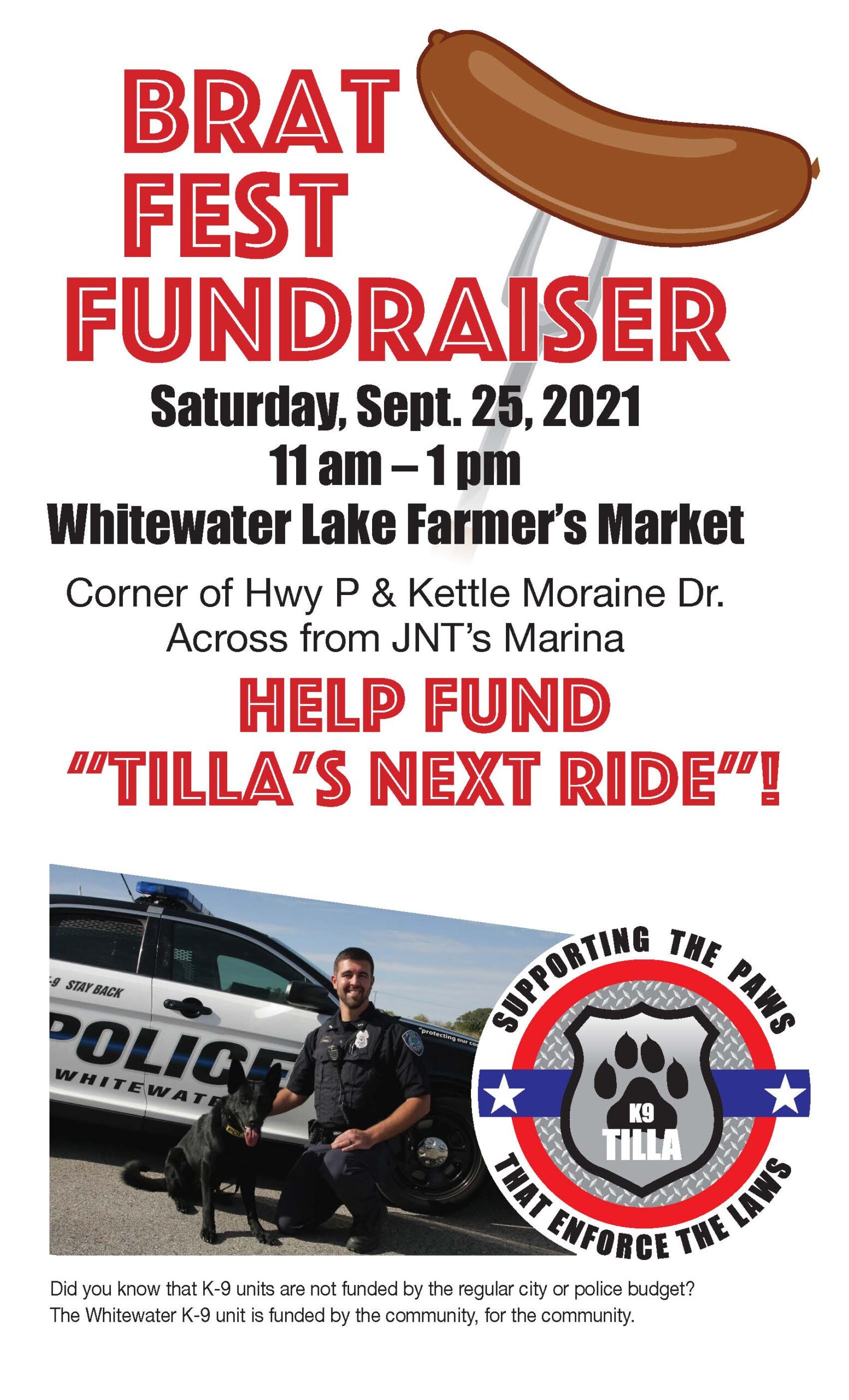 Help Fund K9 Tilla's Next Ride! Brat Fest Fundraiser Today (Sat