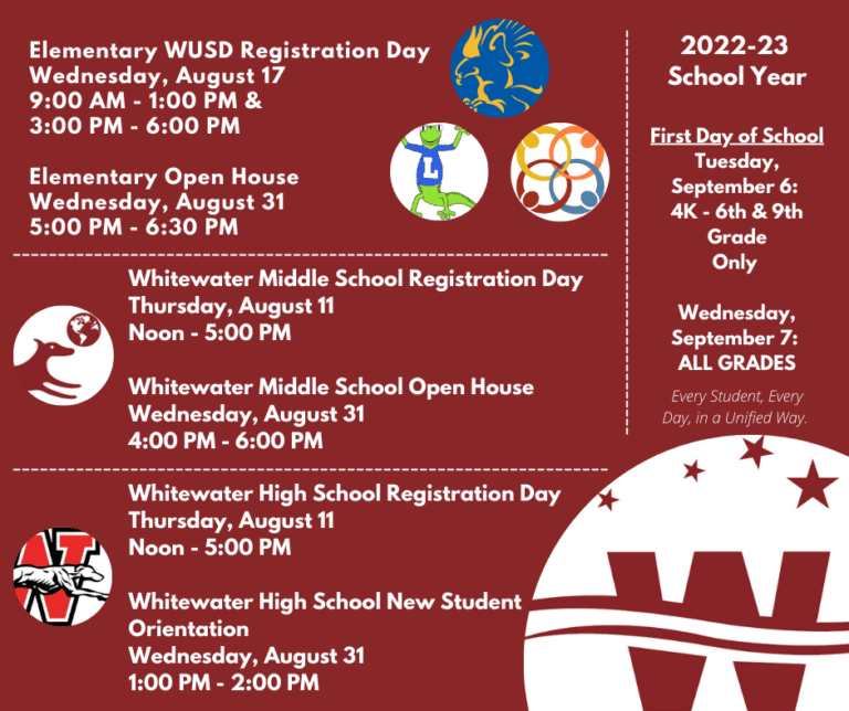 WUSD Important Dates / Colegios Próximas Fechas Importantes