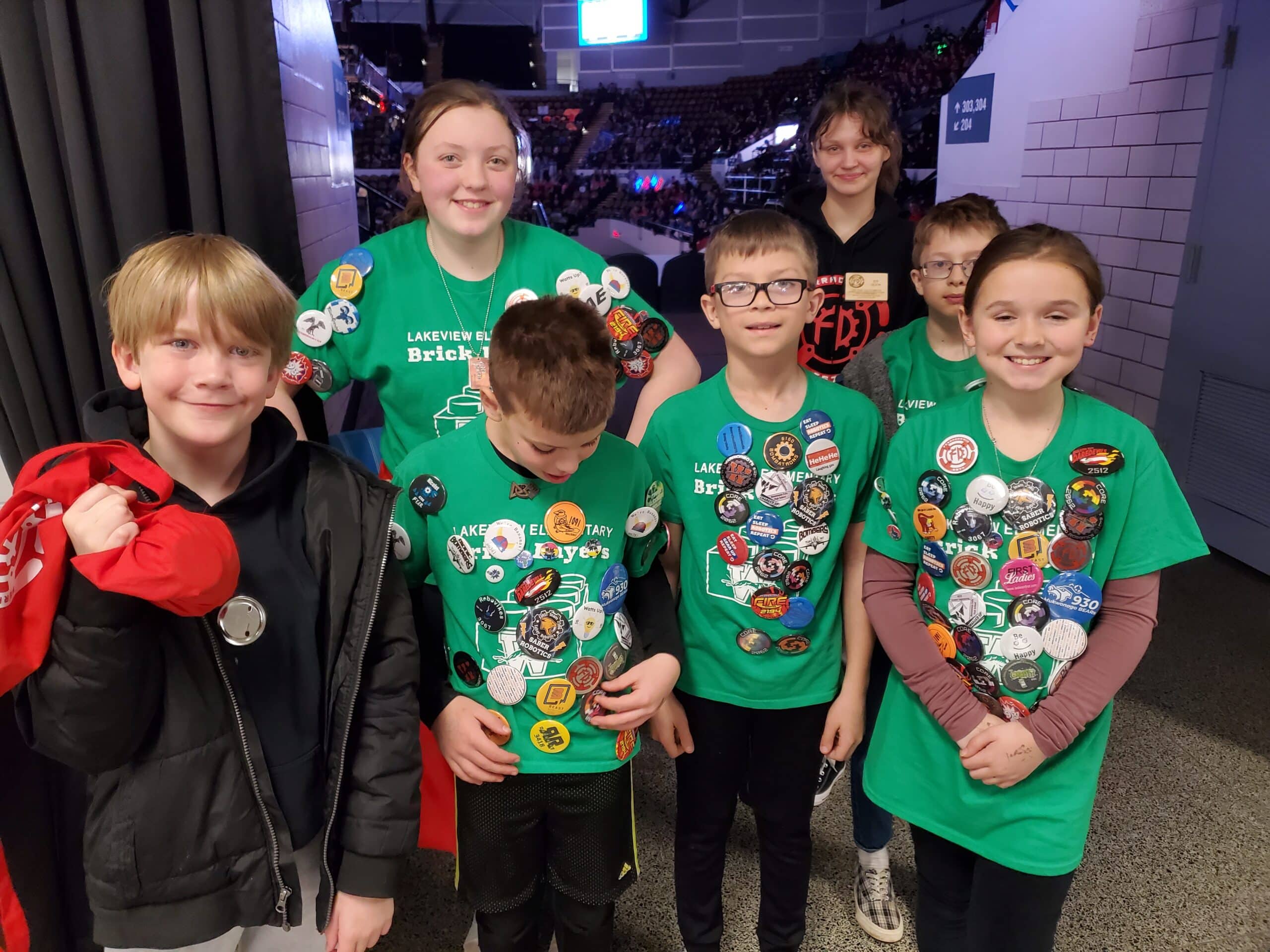 Lakeview FLL Students Show Off Their New Button Collections with their Ferradermis Rep Zoe Olson