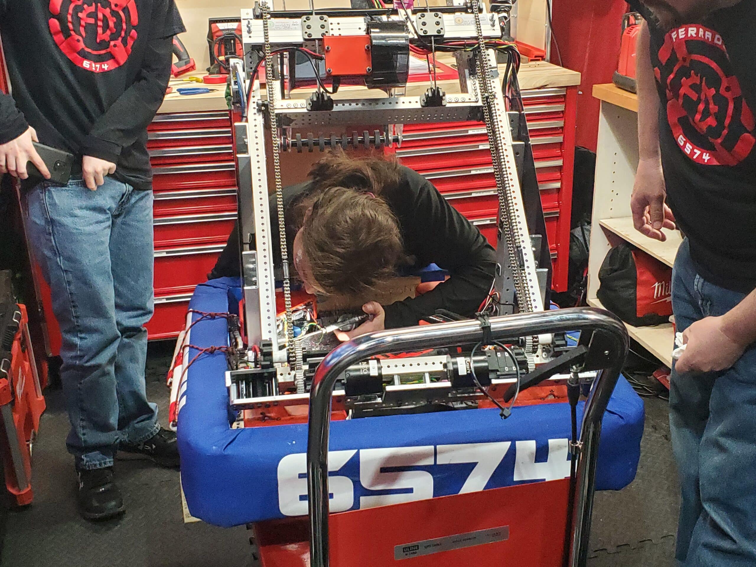 Safety Captain Peter Portwine Checks the Robot Between Matches