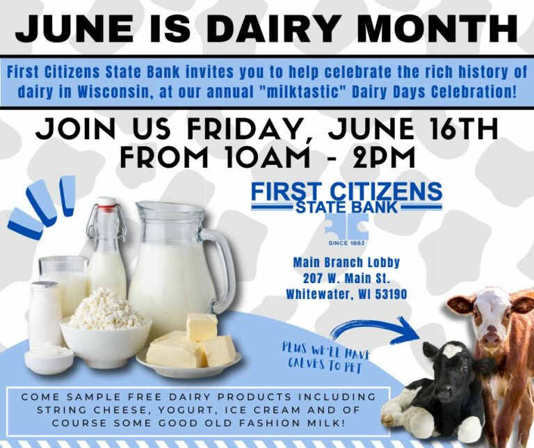 Dairy Month Celebration at First Citizens State Bank - Friday ...