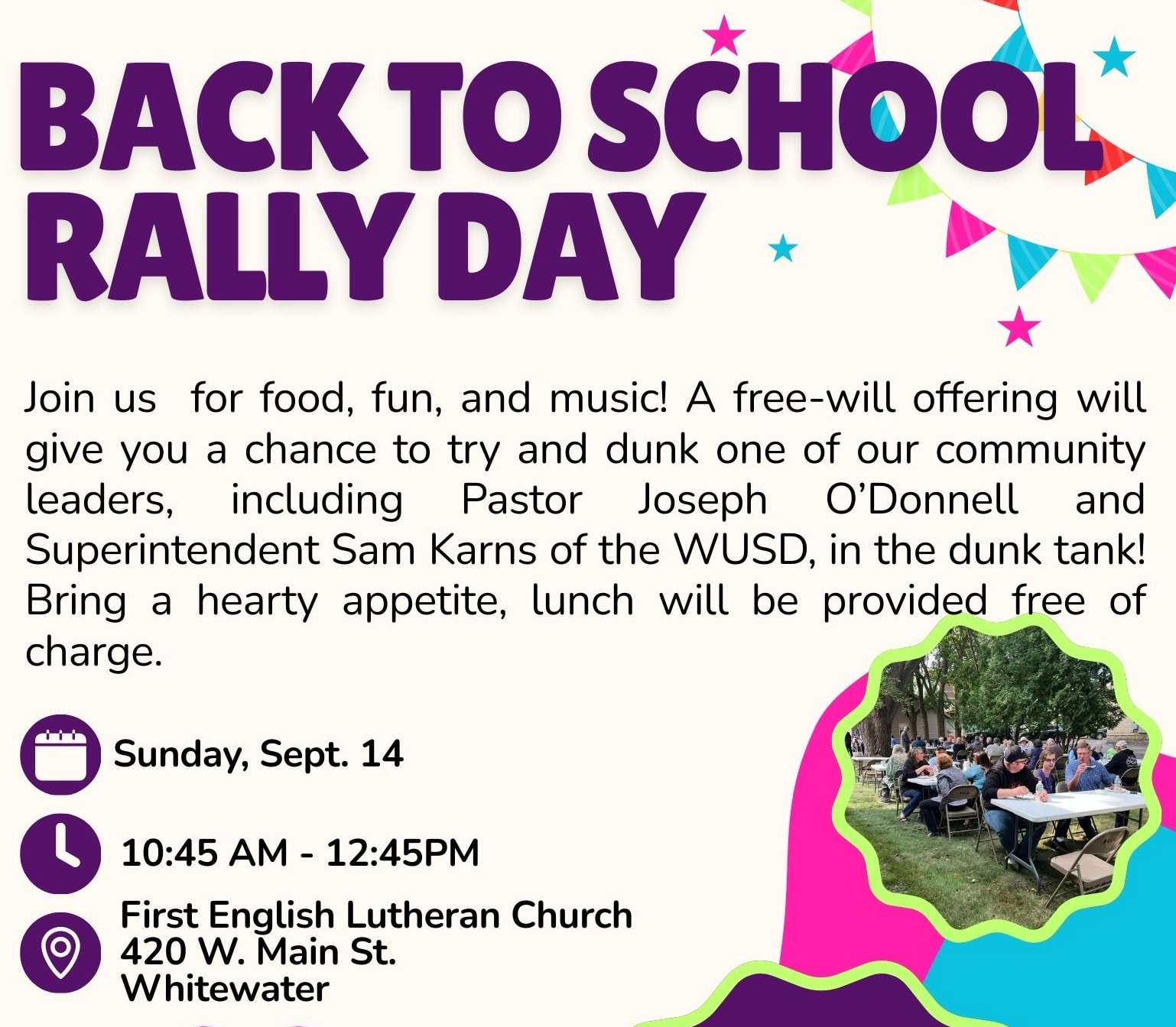 First English Lutheran Church: Back to School Rally Day - Whitewater Banner