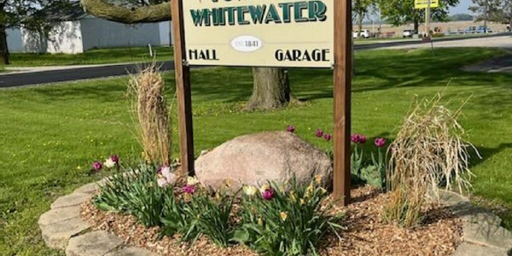 town-of-whitewater-wisconsin-sign-and-garden-2022
